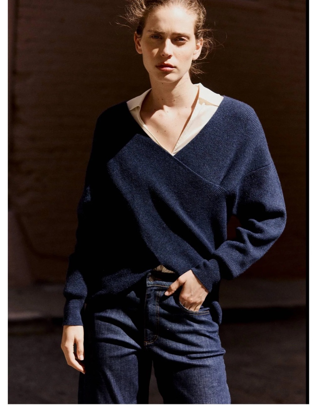 Ruti Women's Navy Wrap V-Neck Sweater